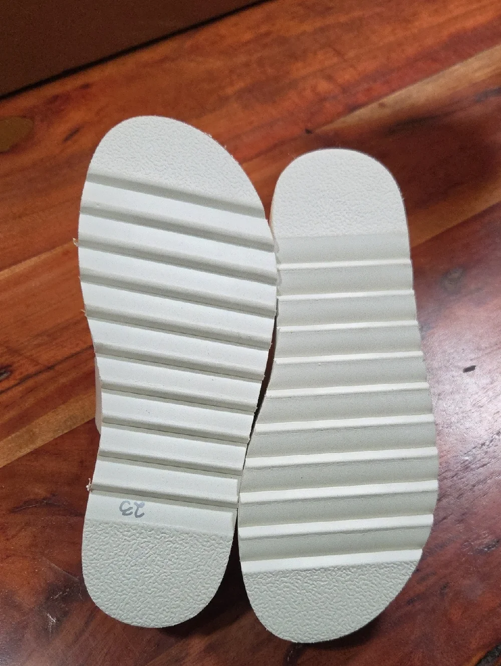 Madden Girl Cream Slide Sandals with Gold Buckles - Picture 3 of 3